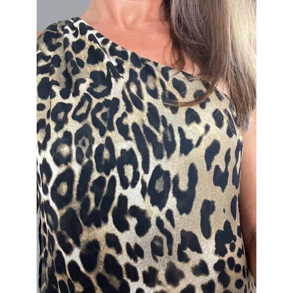 BOSTON PROPER LEOPARD PRINT DRAPE FRONT JUMPSUIT - Picture 2 of 9